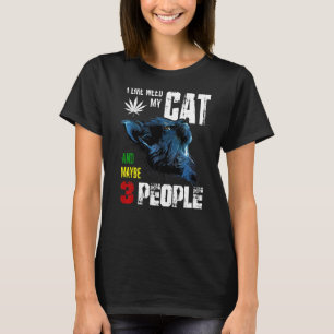 Jag gillar Ogräs mitt katt och kanske 3 personer T Shirt