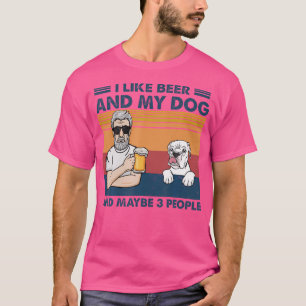 Jag gillar öl min Hund och kanske tre vita boxare T Shirt