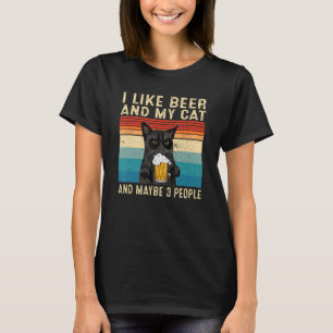 Jag gillar öl min katt och kanske 3 människor katt t shirt
