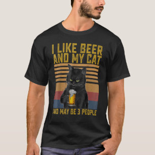 Jag gillar öl min katt och kanske 3 människor katt t shirt
