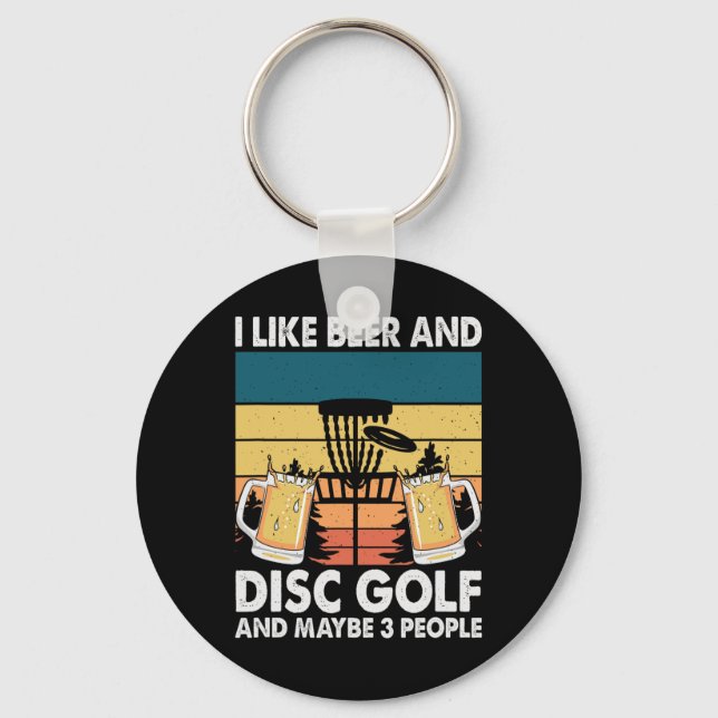 Jag gillar öl och discgolf och kanske människor  nyckelring (Framsida)