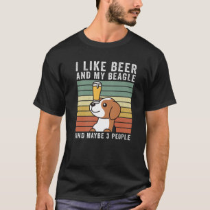Jag gillar öl och min Beagle Retro Vintage Hund T Shirt