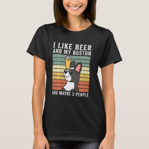 Jag Gillar Öl Och Min Boston Terrier Retro Vintage T Shirt