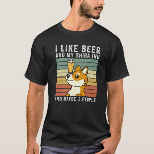 Jag gillar öl och min Shiba Inu Retro Vintage Hund T Shirt