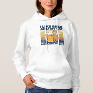 Jag gillar öl och mitt katt och kanske 3 personer t shirt