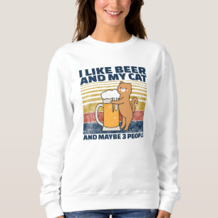 Jag gillar öl och mitt katt och kanske 3 personer t shirt