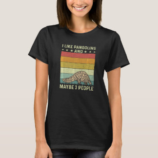 Jag gillar pangoliner och kanske 3 personer Retro  T Shirt