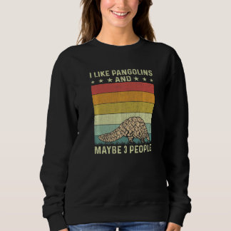 Jag gillar Pangoliner Och Kanske 3 Personer Retro  T Shirt