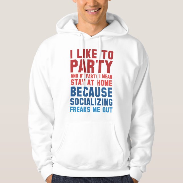 Jag gillar Party Hoodie (Framsida)