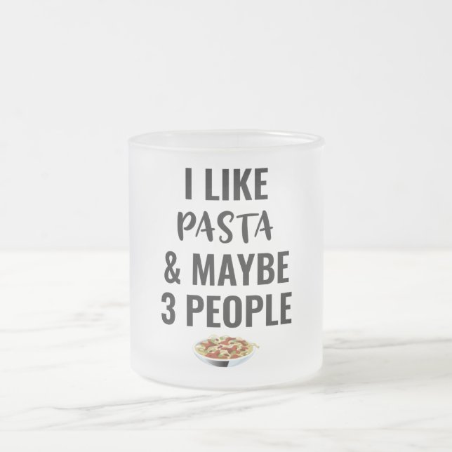 Jag gillar pasta och kanske 3 personer frostad glasmugg (Center)