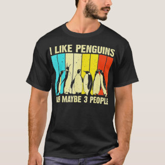 Jag gillar Penguins och kanske 3 personer Retro Aq T Shirt