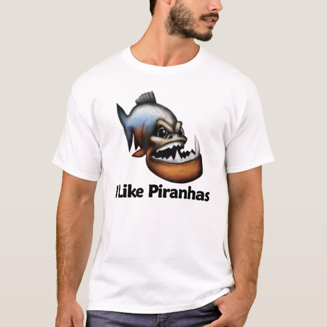 Jag gillar Piranhas T-shirt (Framsida)