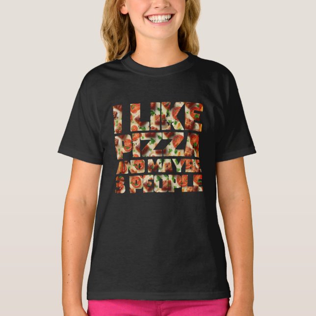 Jag gillar pizza och kanske 3 personer t shirt (Framsida)