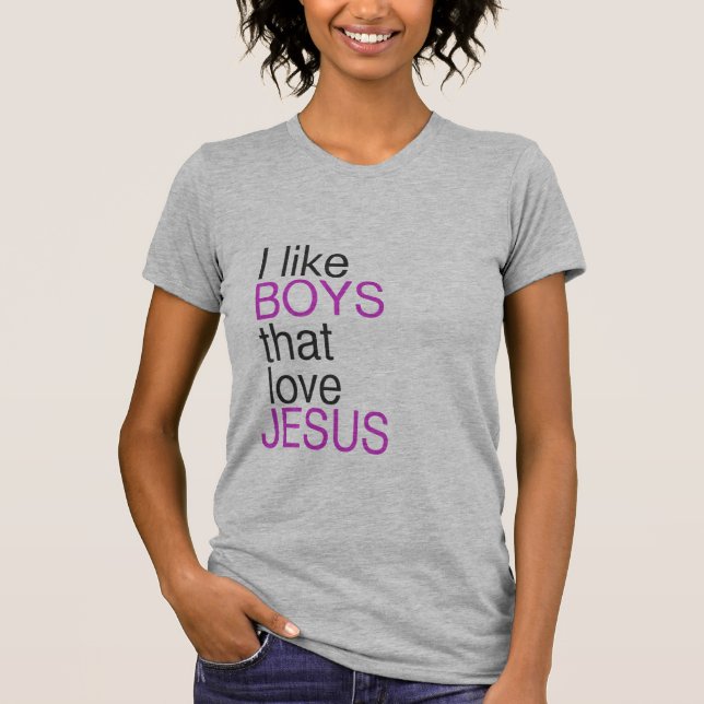 Jag gillar pojkar som älskar den Jesus skjortan T Shirt (Framsida)