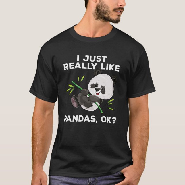 Jag gillar precis egentligen Pandas som är reko? T Shirt (Framsida)