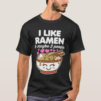 Jag gillar Ramen kanske 3 personer Cute Kawaii Asi T Shirt
