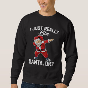 Jag Gillar Riktigt Mycket Tomte OK Familjejul Lång Ärmad Tröja
