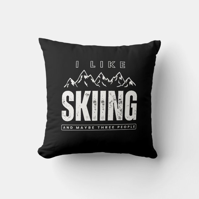 Jag gillar skidåkning och kanske tre personer cite kudde (Framsida)
