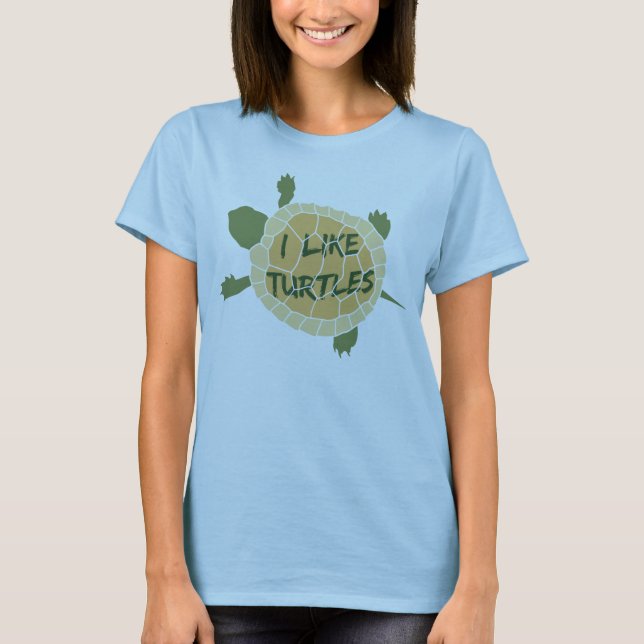 Jag gillar sköldpaddor tee shirt (Framsida)