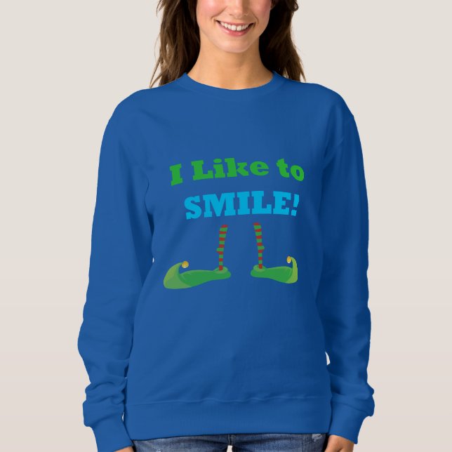Jag gillar Smile jul Elf Women's Sweatshirt T Shirt (Framsida)