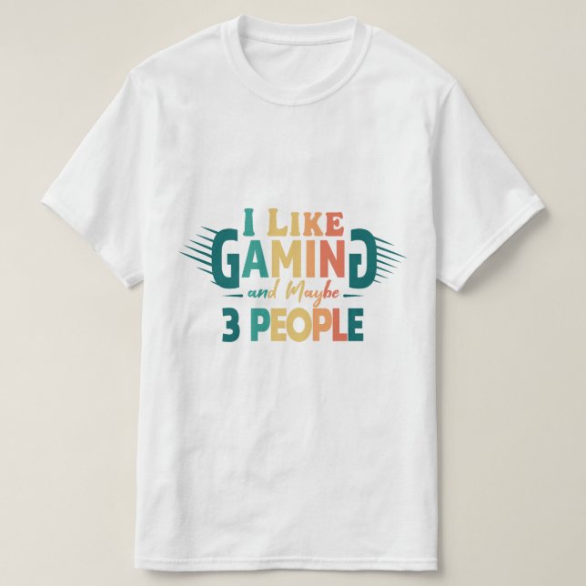 Jag gillar spel och kanske 3 personer, roligt spel t shirt (Design framsida)