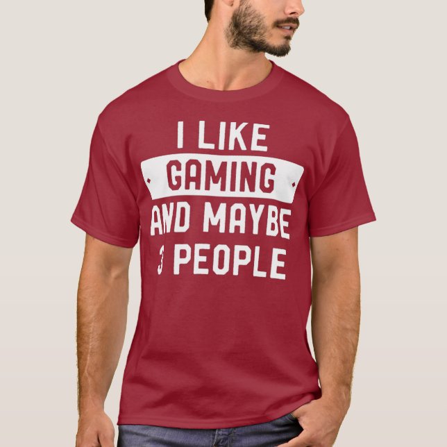 Jag gillar spel och kanske 3 personer t shirt (Framsida)