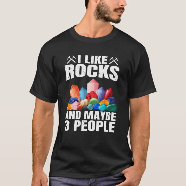 Jag gillar Sten och kanske 3 personer T Shirt (Framsida)