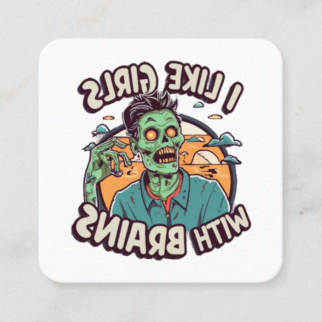 Jag gillar tjejer med hjärnor fyrkantigt visitkort (Framsida)