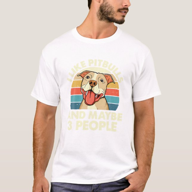 Jag gillar tjurar och kanske 3 personer Retro Hund T Shirt (Framsida)