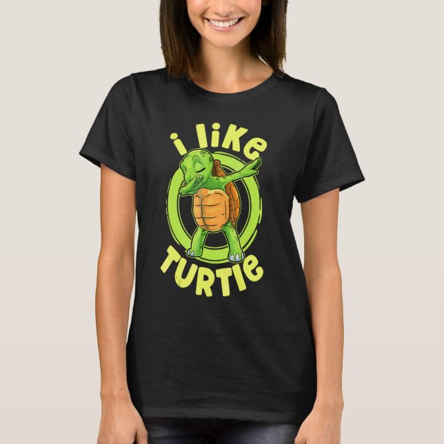 Jag gillar Turtle Dab Dabbing Turtles Tortoise Mem T Shirt (Framsida)