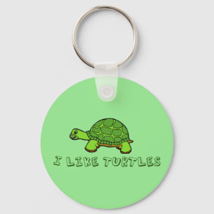 Jag gillar Turtles Cute Grönt Nyckelring