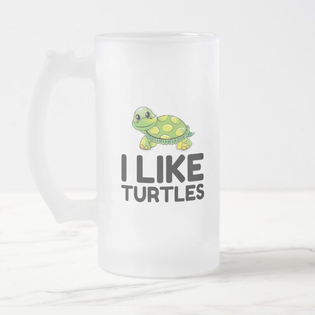 Jag gillar Turtles Frostat Ölglas (Vänster)