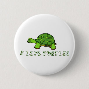 Jag gillar Turtles Grönt Cute Knapp