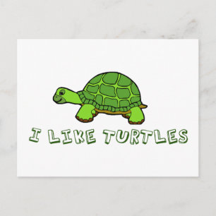 Jag gillar Turtles Grönt Cute Vykort