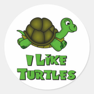 Jag gillar Turtles Runt Klistermärke