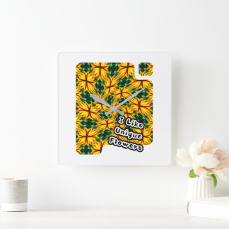 Jag gillar unika blommor fyrkantig klocka