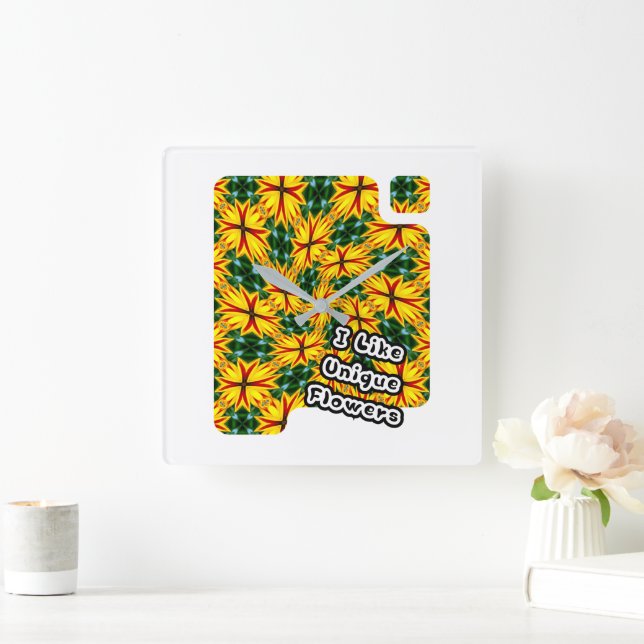 Jag gillar unika blommor fyrkantig klocka (Hem)
