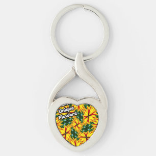 Jag gillar unika blommor twisted heart silverfärgad nyckelring