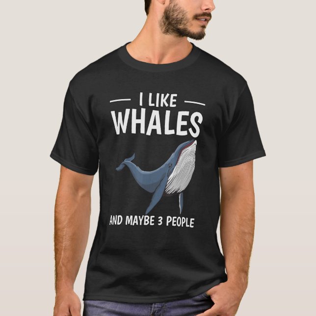 Jag gillar valar och kanske 3 personer. t shirt (Framsida)