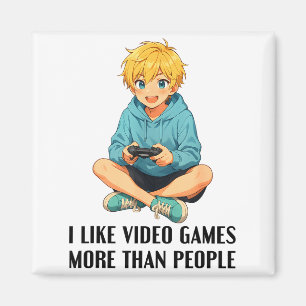 Jag gillar videospel mer än människor Roligt gamer Magnet