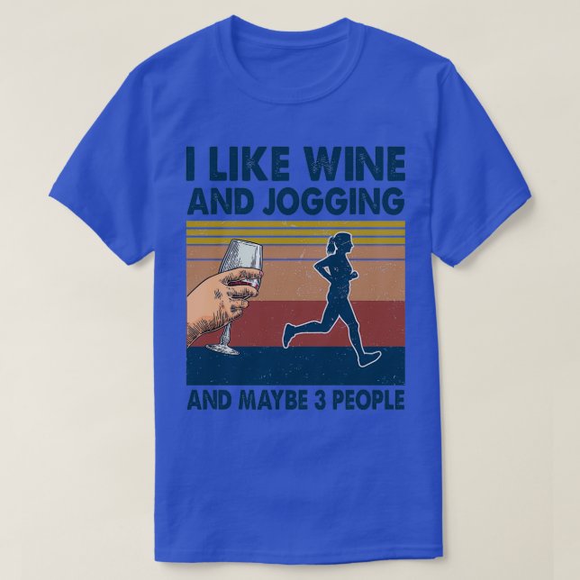Jag gillar Vin och Jogging kanske 3 personer T Shirt (Design framsida)