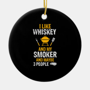 Jag gillar Whiskey, min rökare 3, folk futtig BQ Julgransprydnad Keramik