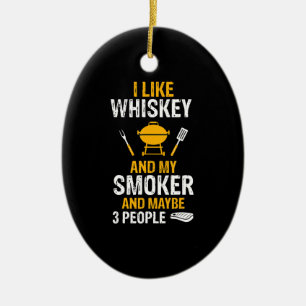 Jag gillar Whiskey, min rökare 3, folk futtig BQ Julgransprydnad Keramik