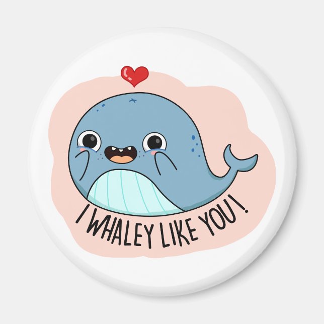 Jag gillar YO Funny Whale Pun Magnet (Framsidan)
