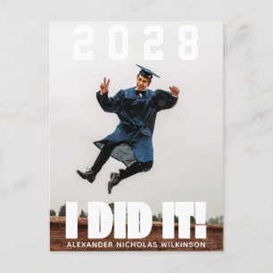 JAG GJORDDE DET Fet typografi Enkel Foto Examen Meddelande Vykort