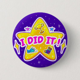Jag gjorde det - 2 1/4-tums rund bricka - blå knap knapp
