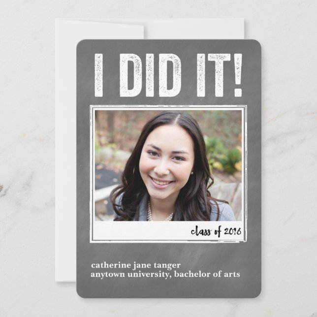 Jag gjorde det! Examen kungörelse Meddelande (Framsida)