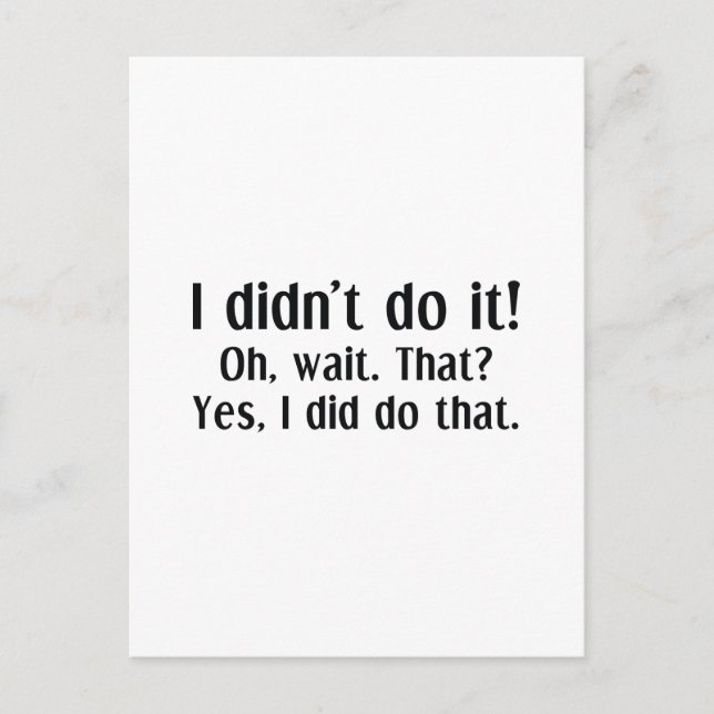 Jag gjorde det inte vykort (Framsida)