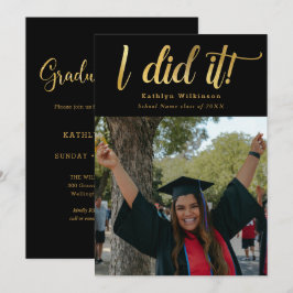 Jag gjorde det med Guld Roligt med fet stil Photo  Inbjudningar