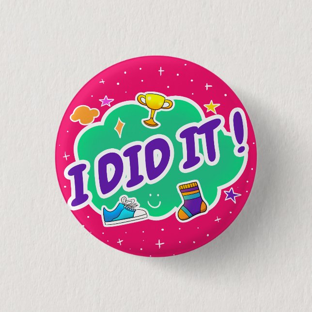 Jag gjorde det Rosa 1,4-tumsknapp Knapp (Framsida)